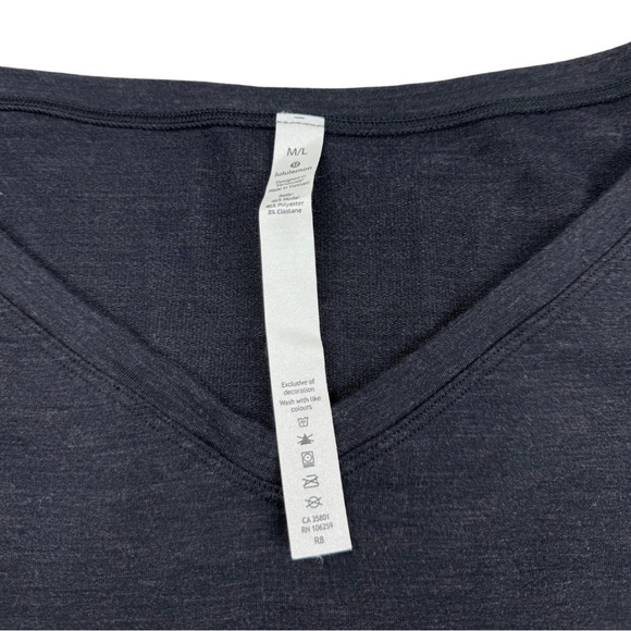 Lululemon Show Your Depth M/L Long Bell Sleeve Crop Heathered Black Reversible - Picture 9 of 9